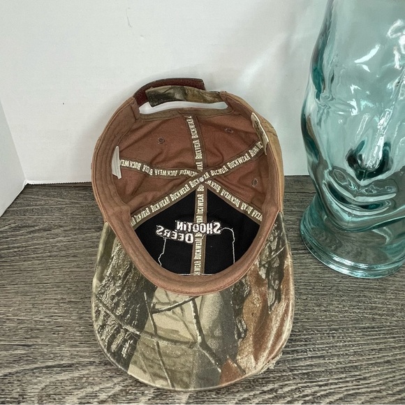 Buckwear Camo Cap with Embroidery Shootin Deer and Drinking Beer. OS. Distressed - Picture 9 of 12